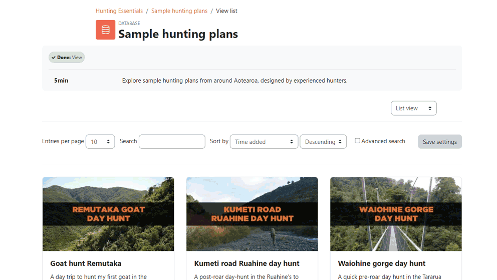 Hunting Essentials module screenshot